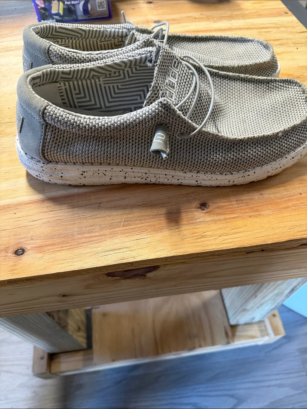 Hey Dude Mens Moccasins in Light Grey Knit
